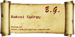 Bakcsi György névjegykártya