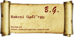 Bakcsi György névjegykártya